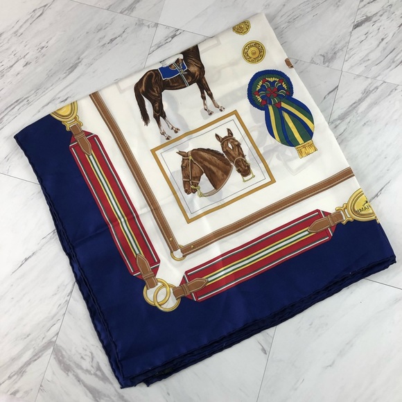 Longchamp Accessories - Vintage Longchamp Equestrian Silk Scarf